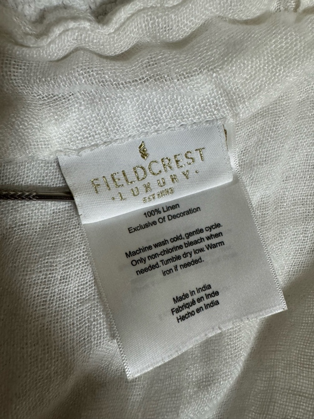 Fieldcrest luxury Curtain Panels White Linen with rod pocked 48"x77" - Picture 2 of 9